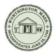 A black and white picture of the worthington, mass. Seal