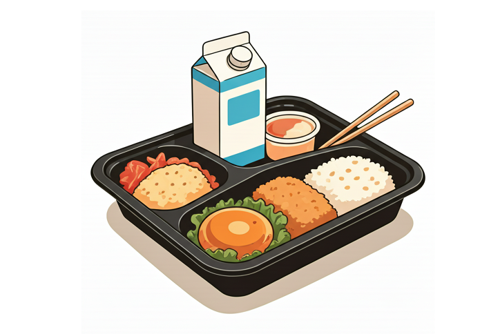 A tray of food with rice, meat and sauce.